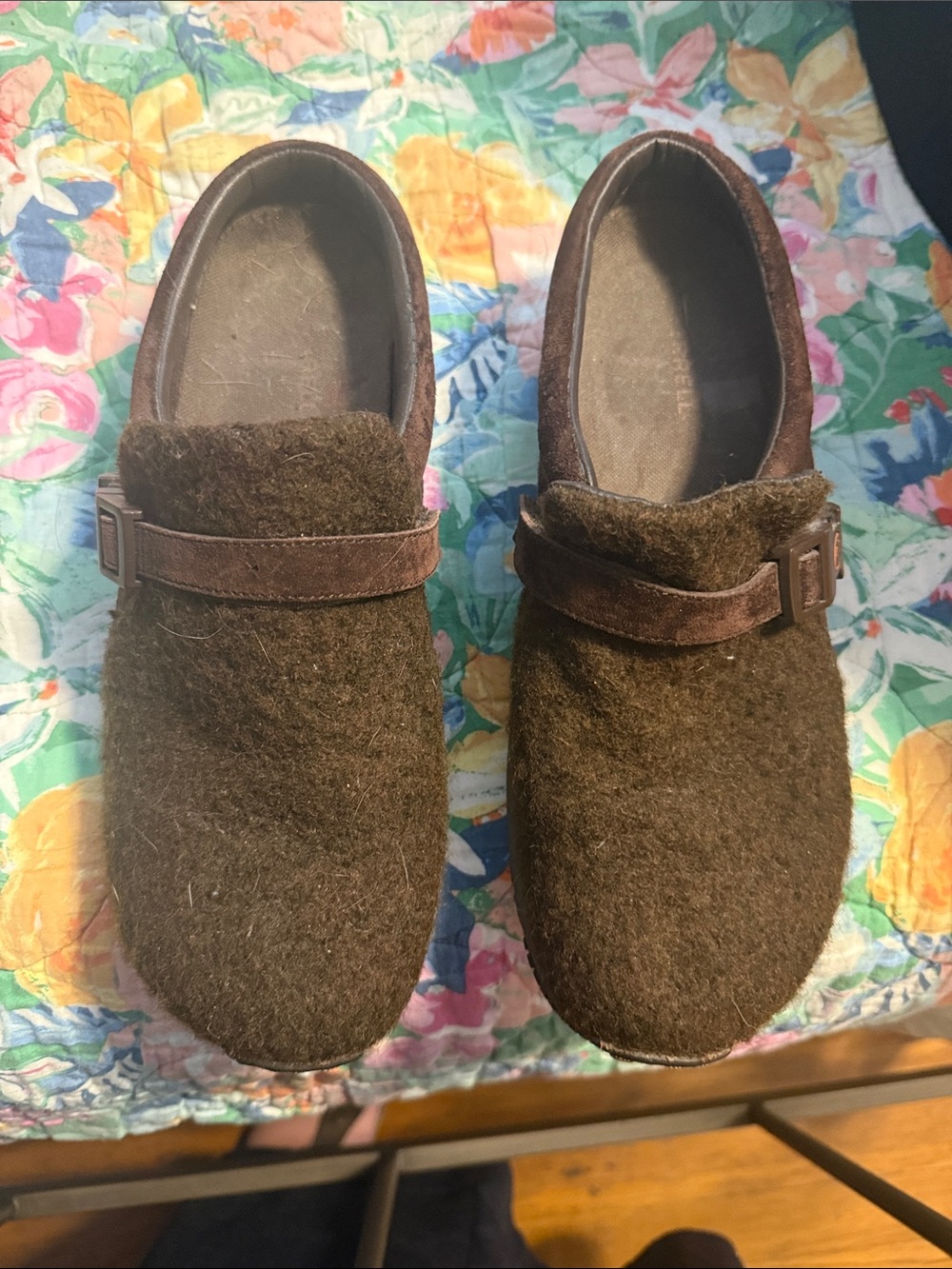 Merrell Brown Wool-Textured Slip-On Clogs